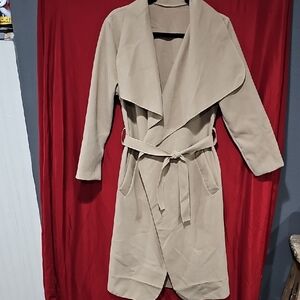 Women's Long Belted Trench Coat - Beige